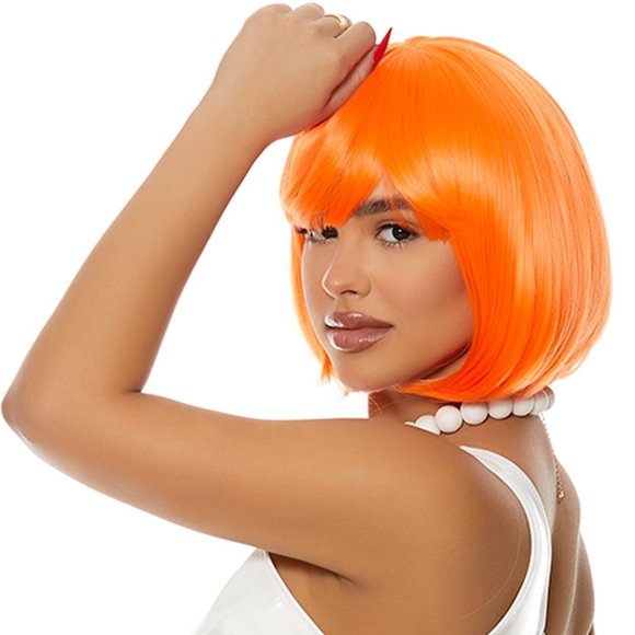 Orange Bob Wig with Bangs - Picture 2 of 3